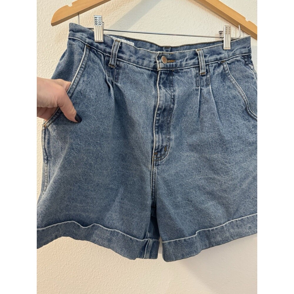 Vintage Bill Blass Shorts High Waist Denim Size 14/ 30 Pleated Cuffed Mom - Picture 2 of 8